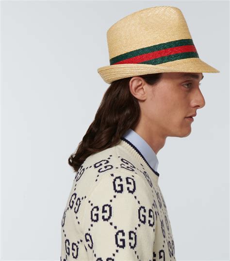 gucci straw fedora hat|gucci bucket hat men's.